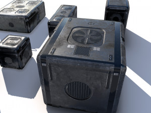 sci fi old grey cargo crates 3Dモデル