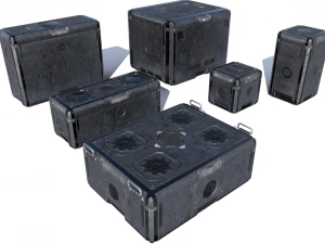 Sci-Fi alte graublaue Frachtkisten 3D Modell