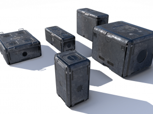 sci fi old grey-blue cargo crates 3D Model