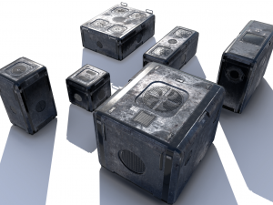 sci fi old grey-blue cargo crates 3D Model