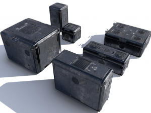 sci fi old grey-blue cargo crates 3D Model