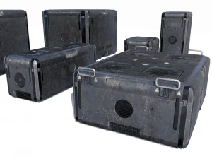sci fi old grey-blue cargo crates 3D Model