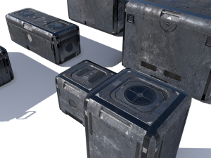 sci fi old grey-blue cargo crates 3D Model