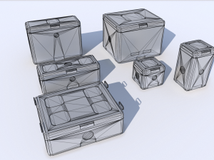 sci fi old grey-blue cargo crates 3D Model