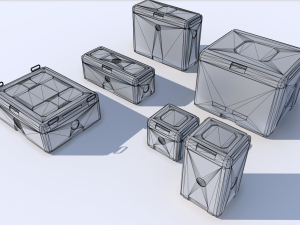 sci fi old grey-blue cargo crates 3D Model
