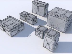 sci fi old grey-blue cargo crates 3D Model