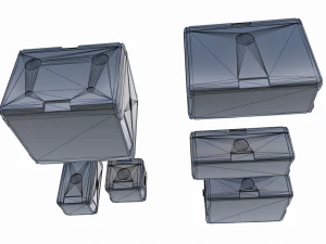 sci fi old grey-blue cargo crates 3D Model