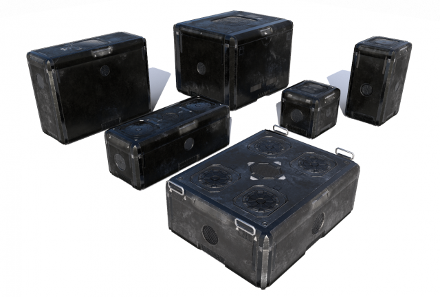 sci fi old black cargo crates Modello 3D .c4d .max .obj .3ds .fbx .stl .blend 
