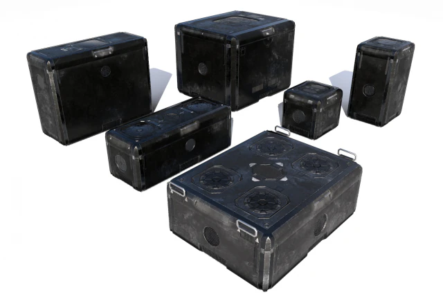 sci fi old black cargo crates 3D Model .c4d .max .obj .3ds .fbx .stl .blend