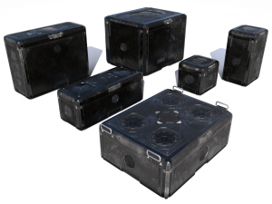 sci fi old black cargo crates Modelo 3D