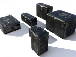 sci fi old black cargo crates 3D Model
