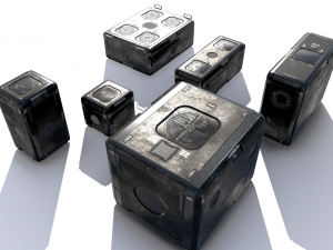 sci fi old black cargo crates Modello 3D