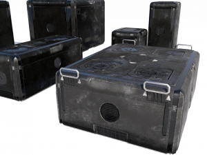sci fi old black cargo crates Modello 3D