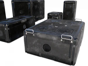 sci fi old black cargo crates 3D Model