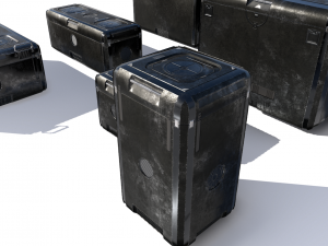 sci fi old black cargo crates Modello 3D