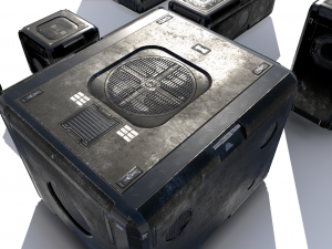 sci fi old black cargo crates Modello 3D