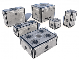 sci fi old white cargo crates Modelo 3D
