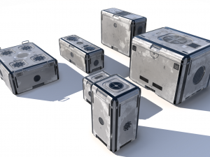 sci fi old white cargo crates Modelo 3D