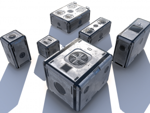 sci fi old white cargo crates Modelo 3D