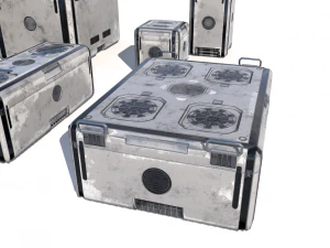 SFの古い白い貨物箱 3Dモデル