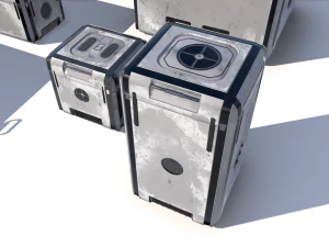 SFの古い白い貨物箱 3Dモデル