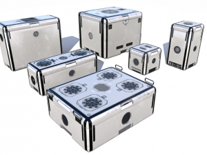 sci fi dirty white cargo crates Modelo 3D