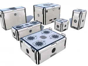 casse di carico bianche sporche di fantascienza Modello 3D