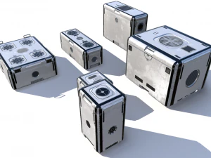 sci fi dirty white cargo crates 3D Model