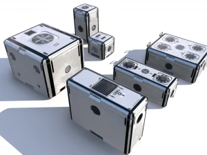 sci fi dirty white cargo crates 3D Model