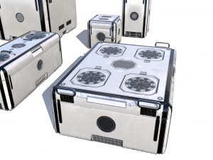 sci fi dirty white cargo crates 3D Model