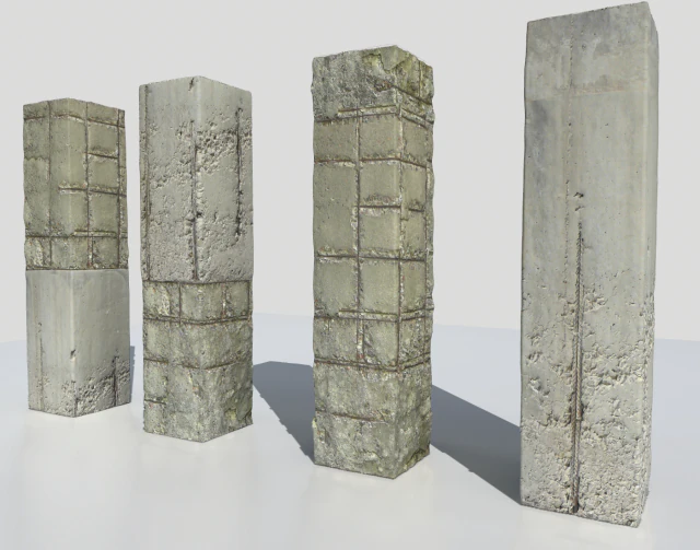 damaged columns 2 3D Model .c4d .max .obj .3ds .fbx .stl .blend 