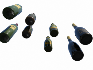 beer juice wine and champagne bottles 3D Model