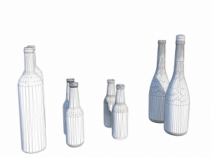 beer juice wine and champagne bottles 3D Model