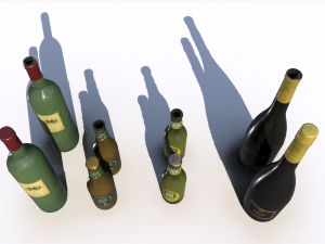 beer juice wine and champagne bottles 3D Model