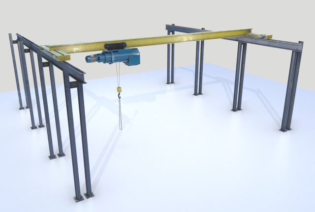 overhead - bridge - warehouse crane 3D Модель .c4d .max .obj .3ds .fbx .stl .blend 