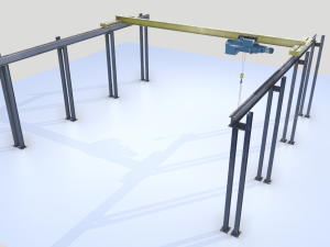 overhead - bridge - warehouse crane 3D Модель