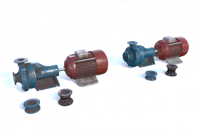 electric motor pump pbr 3D Modell .c4d .max .obj .3ds .fbx .stl .blend