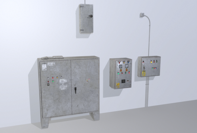 old factory control panels 3D Model .c4d .max .obj .3ds .fbx .stl .blend 
