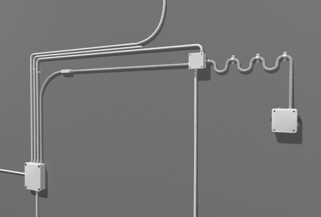 electric wall wires set Model 3D .c4d .max .obj .3ds .fbx .stl .blend 