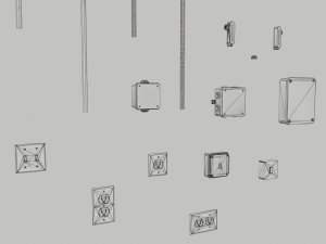 electric wall wires set Model 3D