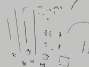 electric wall wires set 3D Model