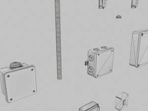 electric wall wires set Model 3D