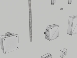 electric wall wires set 3D Model