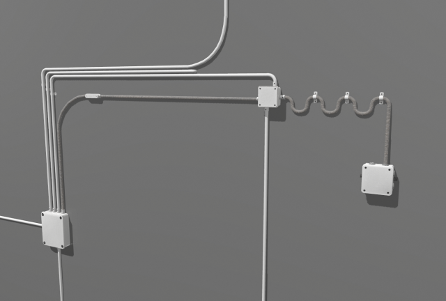 metal electric wall wires set 3D Model .c4d .max .obj .3ds .fbx .stl .blend 