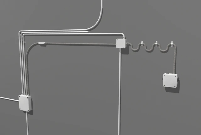 metal electric wall wires set 3D Model .c4d .max .obj .3ds .fbx .stl .blend 