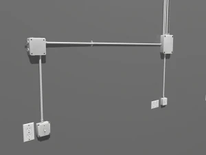metal electric wall wires set 3D Model