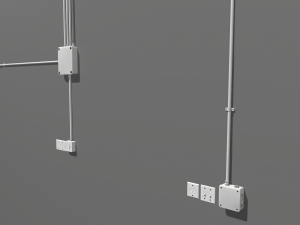metal electric wall wires set 3D Model