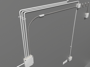 metal electric wall wires set 3D Model