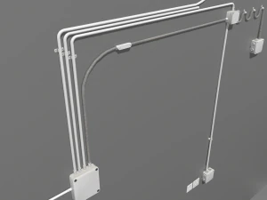metal electric wall wires set 3D Model
