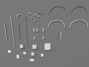 metal electric wall wires set 3D Model